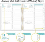 2026 Daily & Monthly Planner - One Page Per Day, Daily Planner from January 2026 - December 2026, Planner 2026 with 12 Monthly Tabs, 8.5" x 11", Rose Leaf