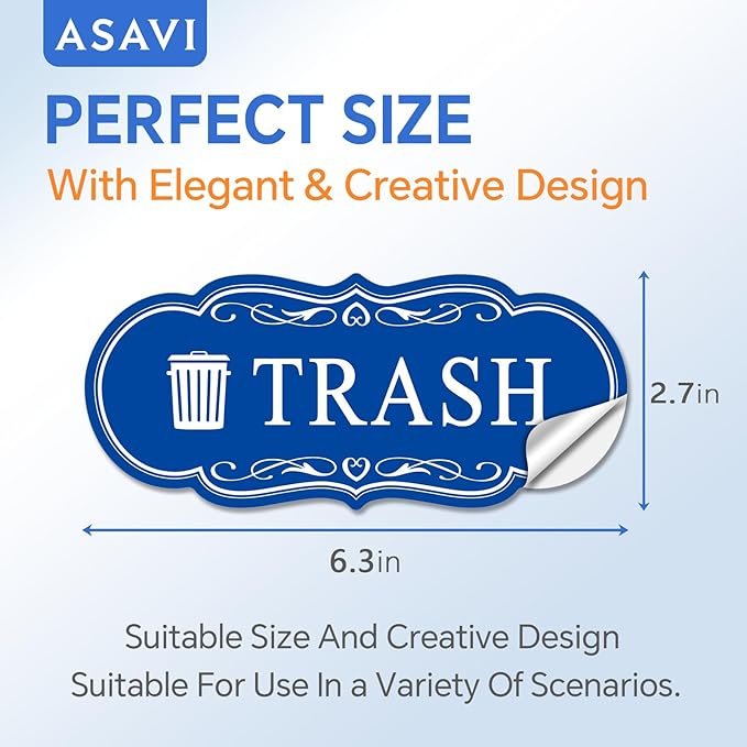 ASAVI Trash & Recycle Stickers – 2-Pack Self-Adhesive Vinyl Labels, Waterproof & Durable (Green Blue, Medium 6.3 x 2.7 inches)