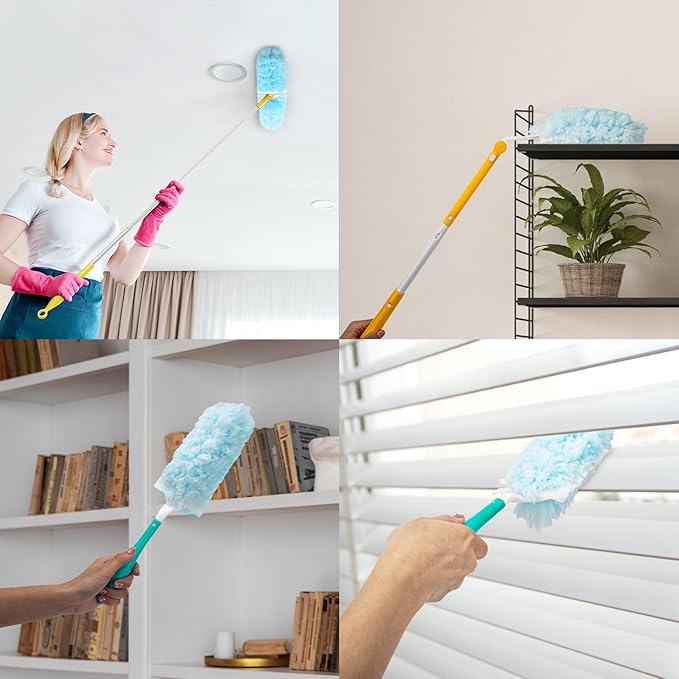 KeFanta Heavy Duty Duster Refills for Swiffer Duster, 30 Count MultiSurface 360° Duster Refills with 1 Handle, 4X Microfibers Disposable Dusters for Cleaning Home Blinds Fans Corners, Unscented