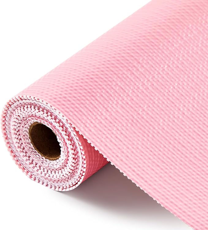 ALIUNI Drawer and Shelf Liner, Non-Slip Kitchen Cabinet Liners Non-Adhesive Thick Strong Grip Waterproof Washable Mats Protect Dresser Shelves Cupboard Bathroom Cabinets, Pink, 12 in X 10 FT