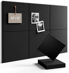 Fluxynara Felt Bulletin Board Tiles -28"x18" Cork Board Alternative for Office Decor, Push Pin Board Wall Organizer 6-Pack - Black