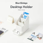 BLUE GINKGO Desk Holder – Korean-Made Office Organizer for Pencils, Pens, Notes, and Desk Supplies (White)