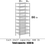 Regal Altair 24" Deep x 30" Wide x 86" Height Wire Shelving Kit | 10-Tier | NSF Commercial Storage Rack Unit