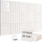 G Gamit Large Felt Wall Tiles Bulletin Board 59”x36”,Large Cork Board Alternative with 60 Pushpins, 15-Pack Felt Pin Board with 112 Safe Removable Adhesive Tabs for Home Office School (Oatmeal)