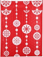 Bubble Mailers 6x9" - Red Snowflake Baubles with Writable Area - 25 Pack - Holiday Poly Padded Envelopes and Bubble Shipping Mailers