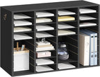 HOOBRO Wooden Literature Organizer, 36-Slot Mail Sorters, Removable Classroom Mailbox, Student Mailboxes for Classroom, Paper Storage Organizer, for Home, Office, Black BK36WF01