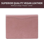 Geslun Personalized Vegan Leather 3 Ring Binder, Custom 8.5 x 11 Letter Size Folio with Pen Holder, Soft Notebook Portfolio Cover, Notepad Padfolio Organizer for Meeting, Pink