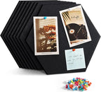 Uoisaiko 12" Large Bulletin Board with 30 Push Pins, Pack of 8 Hexagon Felt Pin Board Notice Boards for Home Office Kitchen, Felt Wall Tiles for Photos Memos