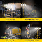 21000 Lumens Work Lights with Stand, 3 Head Portable LED Work Light,IP65 Waterproof Led Flood Light for Outdoor Indoor Job Site Workshop Garage Construction Site Lighting