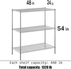 Regal Altair 24" Deep x 48" Wide x 54" Height Wire Shelving Kit | 3-Tier | NSF Commercial Storage Rack Unit