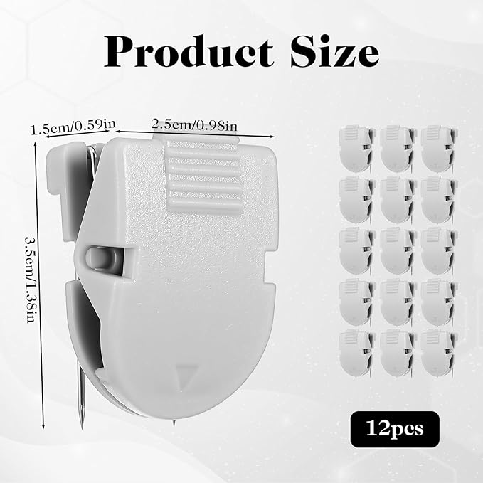 WJIAAA Cubicle Clips, 15pcs Gray Plastic Cubicle Pins Hooks for Fabric Walls Panel Push Pin Partition Panel Wall Clip Picture Hangers for Hanging Photos, Notes, Memos, Data Cables Office Accessories