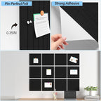 Baysola Large Cork Boards for Walls – 36 x 24 Self Adhesive Felt Wall Tiles, Ideal for Office Black Bulletin Board, Easy to Install Pin Board Photo Board Dart Board Wall Protectors