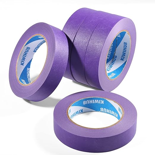 KIWIHUB Purple Painters Tape,1" x 60 Yards x 5 Rolls (300 Yards Total) - 14 Day Easy Removal Decorative Masking Tape for Painting,Labeling,DIY Crafting,Decoration and School Projects