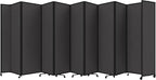 Versare Room Divider 360 Portable Wall Partition | Folding Panels | Large Freestanding Divider | Locking Wheels | Temporary Room Separator | 25' x 7'6'', Charcoal Gray