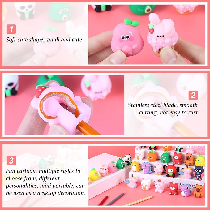 30 PCS Cute Pencil Sharpener for Kids Handheld Pencil Sharpener Bulk Kawaii Manual Pencil Sharpeners Kids Pencil Sharpeners for School Office Home (30)