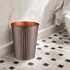 Monarch Abode Metal Bathroom Trash Can – Waste Basket for Bedroom, Office Desk, & Dorm, Handcrafted Ridge Embossed, Durable Decorative Antique Copper Small Trash Can Bathroom Garbage Bin Wastebasket