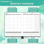 Panda Planner 2026 Undated Weekly Planner, To Do List Notebook with Habit Tracker, 8” x 11”, 53 Weeks, Daily Weekly Monthly Overview for Home, School, Office, Turquoise