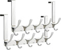 SKOLOO Over The Door Hook, Door Hanger Hooks for Hanging Clothes, Towels, Coats, Hats, Over The Door Towel Hook - Pack of 2, Silver, Assembly Required
