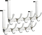 SKOLOO Over The Door Hook, Door Hanger Hooks for Hanging Clothes, Towels, Coats, Hats, Over The Door Towel Hook - Pack of 2, Silver, Assembly Required