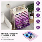 Happygrill 20-Drawer Organizer Cart Tools, Mobile Utility Storage Cart with Removable Drawers & Lockable Wheels, Rolling Storage Cart with wheels for Home Office School (Purple Gradient)