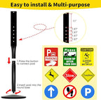 INNOVSIGN Heavy Duty Sign Base Cast Iron Sign Post with 12" Diameter Bottom Round Base, 48" Movable Sign Stand for Hanging Signs, 2PACK