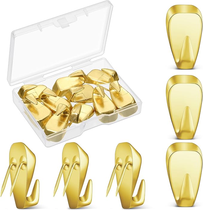 LEIFIDE Cubicle Hooks Fabric Panel Wall Hooks Cubicle Clips Picture Hangers for 40 Lbs Office Home Kitchen Room Board Hanging Supplies(Gold,10 Pieces)