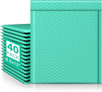 Fuxury Bubble Mailers 8.5x12 Inch Teal Padded Envelopes 40 Pack Large Bubble Envelopes Self Seal Usable Size 8.5x11" Thick Padded Mailer for Small Business Packaging, Mailing #2