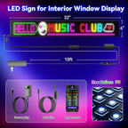 Large Programmable LED Sign, P5 Resolution Indoor Store LED Sign, Bluetooth APP, for Business Retail Shop Window Display (32"x 6")