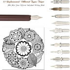 hhhouu Calligraphy Set for Beginners Quill Pen and Ink Set Fancy Pens with Black Ink and 11 Nibs for Lettering,Drawing, Journaling, Signing, Invitation HO-Q-301