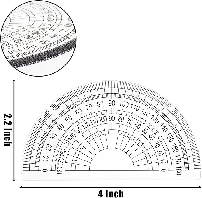 Nicunom 100 Pack Plastic Protractor 180 Degree Math Protractors Geometry Student Protractor, 4 Inches, Clear