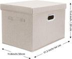 TYEERS Collapsible Storage Bins With Lids, Large Fabric Storage Boxes - 2 Pack - Beige