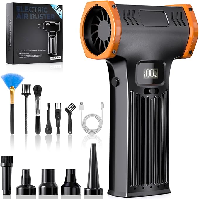 CAPNEW 150000RPM Electric Air Duster: Continuously Variable Speed Powerful Air Blower for Computers PC Cleaning - 8000mAh Portable Turbo Fan for Home Car Office - College Back to School Gifts