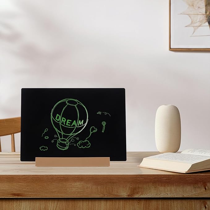 VILLCASE Simple Desktop Chalkboard Memo Board Large Dual-use Rustic Message Sign for Home Office Shop Wedding Birthday Decoration