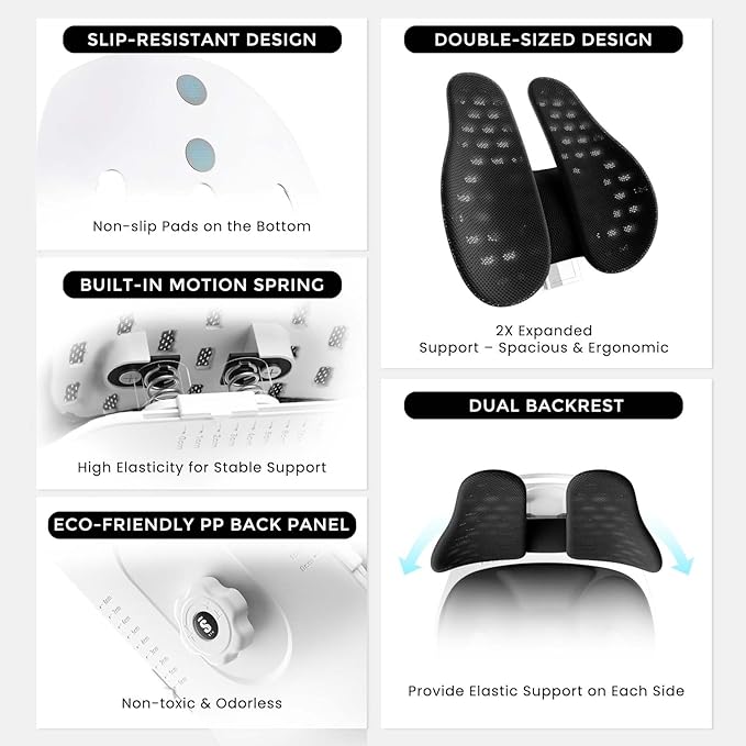 ZZWS Ergonomic Back Support, Foldable Chair Back Support with Adjustable Inflatable Lumbar Cushion Ideal for Students Office Workers Nursing Mothers Long Sitting Outdoor Fishing Floor