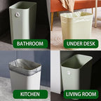 Halyuhn Rectanglar Small Trash Can 3 Pack, 3 Gallon/12 L Office Garbage Can Wastebasket, for Bedroom, Bathroom, Dorm, Kitchen, Under Sink, Under Desk, Plastic Trash Bin Garbage Bin– Green Grey Cream