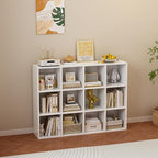 OSCHF 12-Cube Storage Shelf Bookcase - Wooden 3-Tier Floor Standing Open Bookshelf for Home and Office, Display Cabinet, Warm White
