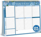 104 Pgs Weekly To Do List Notepad, 52 Duplex-Printed Undated Sheets 100 GSM（8.5"×11") Weekly Desk Planner For Work Home School Office Desk Accessories Supplies & Goal Setting Tasks -Blue Hydrangea