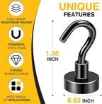 DIYMAG Magnetic Hooks for Hanging Cubicle Accessories, 30lbs 2026 Cruise Cabin Ship Essentials N52 Magnetic Hook Heavy Duty Strong Magnets Fridge for Classroom Beach Kitchen Grills 10 Pack Black
