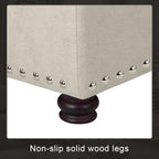 Decent Home 24" Storage Ottoman, Fabric Ottoman Foot Rest Stool with Hinged Lid, Tufted Rectangle Upholstered Footstool, Load Up to 350 lb, for Living Room, Bedroom, Dorm, Beige