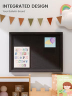 Fluxynara Felt Cork Board Alternative, Felt Bulletin Board 16" x 12" Black Frame with 8 Adhesive Tabs, Pin Board for Home Office, Classroom, Entryway, Kitchen Wall Decor—Black