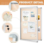Geetery 36 x 24 Inch Enclosed Fabric Bulletin Board Tamperproof Lockable Noticeboard Fabric&Aluminium Frame Display Cases Wall-Mounted Display Case for School, Office - Secure, Durable Design(Beige)