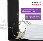 Carstens 4-Inch Heavy Duty Round Ring Binder for Policy Manuals – Side Opening, Black, Case of 10, Durable Plastic, No Pockets, Holds 600 Sheets, Made in USA (1873-3RCS)