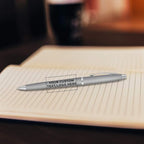 DISCOUNT PROMOS Custom Langham Ballpoint Pens Set of 50, Personalized Bulk Pack - Black Ink, Great for Office, School, Business, Tradeshows - Silver