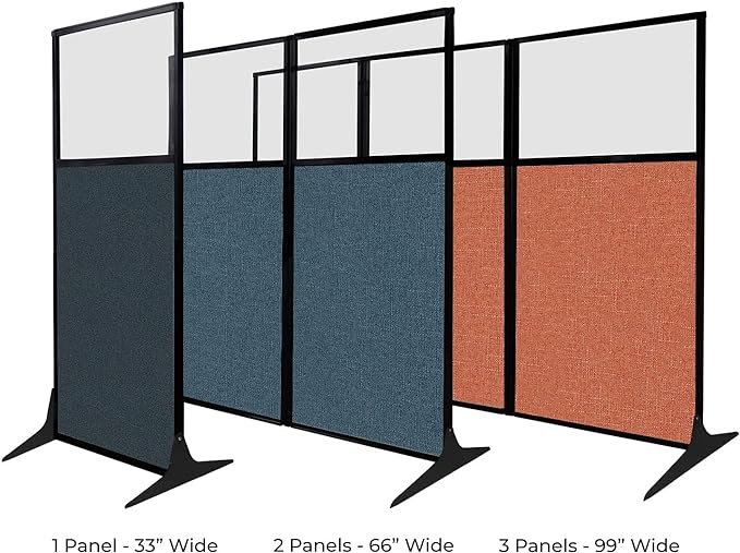 Versare Workstation Partition | Portable Wall Divider | Modern Office Cubicle | Free Standing Privacy Screen | Flexible Work Space | 99" x 70" Royal Blue Fabric Panels