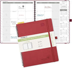 POPRUN Monthly Planner 2026-2027 (Large 8.5" x 10.5") 18 Months Calendar Book(Jan 2026 - Jun 2027) - 4 Pages per Month with Expense & Notes, Stair-like tabs, Leather Cover, Sunday Start - Burgundy