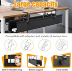 Oxford Cloth Under Desk Cable Management Tray,No-Drill 36" Desk Cable Management Organizer with Clip/Screw Installation,Fabric Cable Management for Home,Office & Gaming Computer(Black)