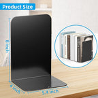 VFINE Bookends 3 Pairs, Black Metal Book Ends, Heavy Bookends for Shelves, Book Stopper for Heavy Books, Book Organizer for Home Office School Supplies