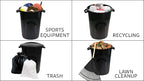 United Solutions 32 Gallon Outdoor Garbage Can, Black, Easy to Carry Garbage Can with Sturdy Construction, Pass-Through Handles & Attachable Click Lock Lid, Indoor or Outdoor Use, (Pack of 2)