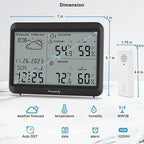 DreamSky Weather Station Indoor Outdoor Thermometer Wireless - Atomic Clock with Indoor/Outdoor Temp, Date & Day, Battery Powered, Home Weather Forecast Clock with Inside Outside Temperature Humidity