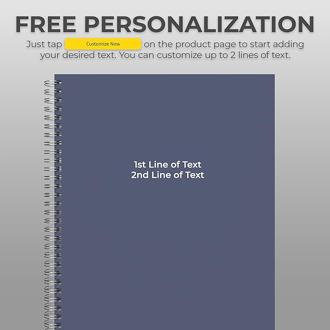 Custom Spiral Notebook Journals with a Navy Blue Colored Cover - 6 Pack of 8.5" x 11" – College Ruled, Hard Cover, 50 Sheets Per Book – For Journaling, Office, School Supplies, etc.
